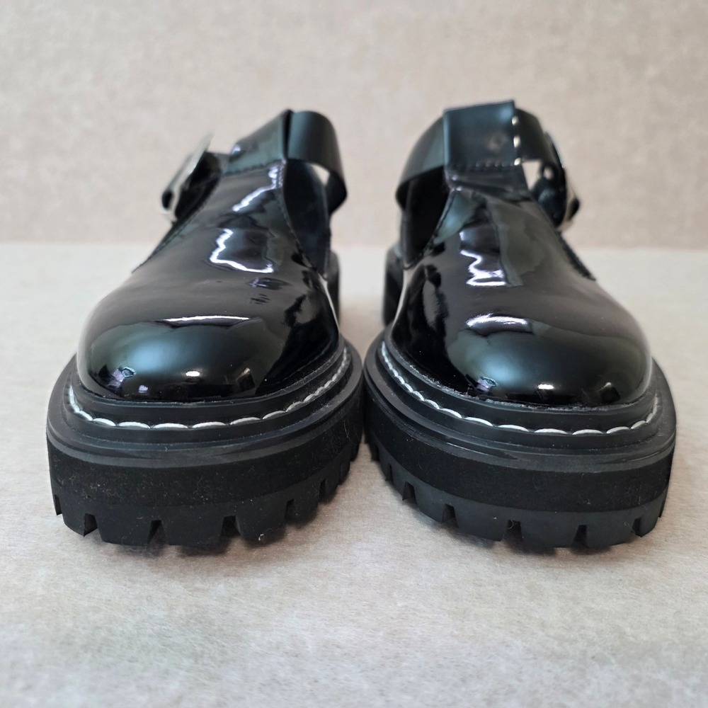 Steve Madden Suzey Patent T Strap Chunky Mary Janes Sz 7 Black Y2K Goth Grunge - Picture 7 of 13